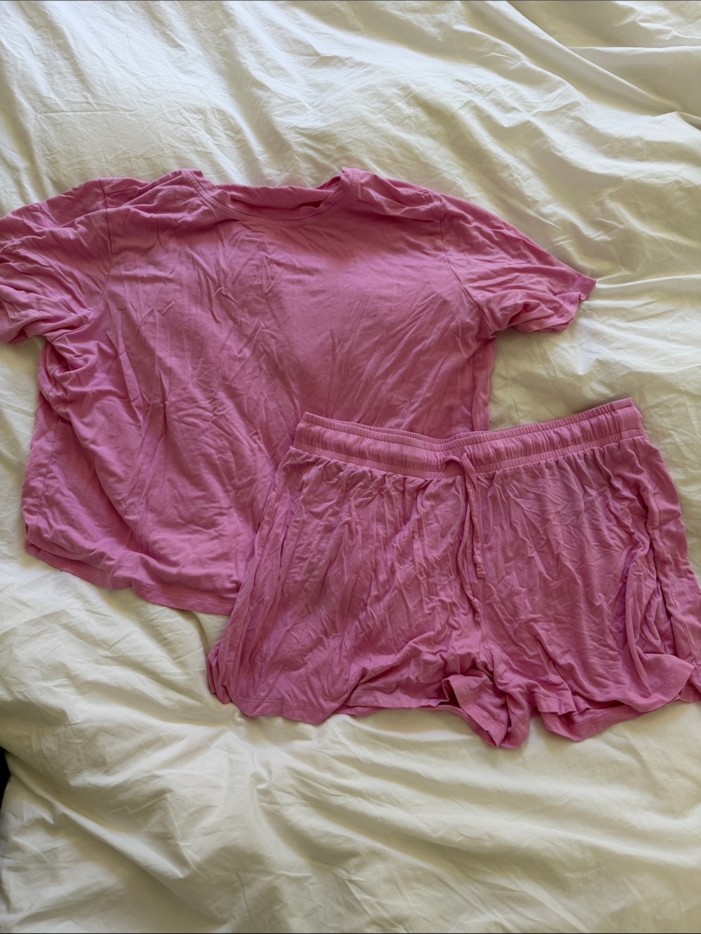 nuuds Pink Short Sleeve Tee & Drawstring Shorts Sleep Set